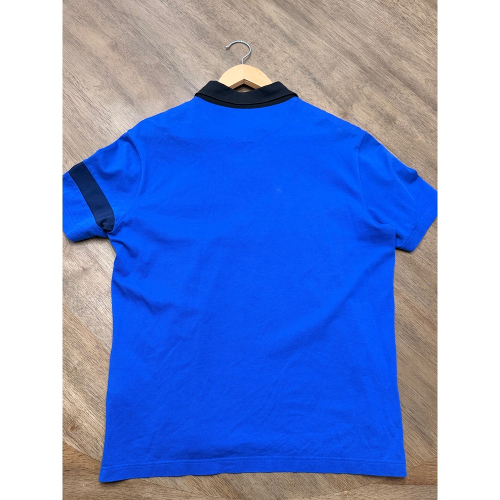Prada Mens Blue Colorblock Pique Polo Shirt Rubber Logo Patch Made in Romania - Picture 8 of 10
